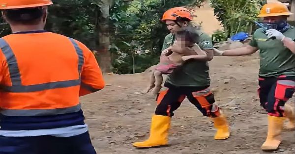 Logran rescatar a una niña que estuvo atrapada 60 horas en un deslave en Filipinas
