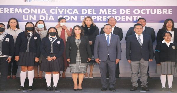 Realizan Ceremonia Cívica del mes de octubre en San Andrés Cholula