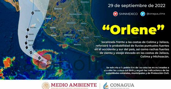 Se forma la tormenta tropical “Orlene” en costas de Colima y Jalisco