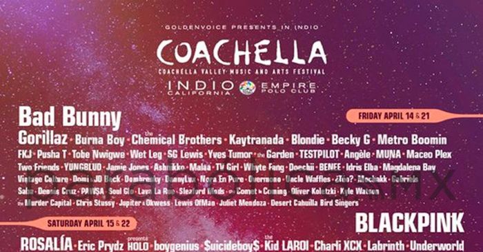 Lanzan cartel oficial de Coachella 2023; Bad Bunny y BlackPink encabezan el festival