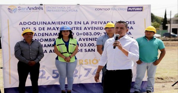 Inician en San Andrés Cholula adoquinamiento en privadas de San Rafael Comac