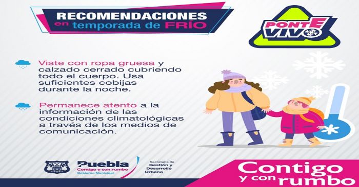 Cu&iacute;date de las bajas temperaturas en Puebla