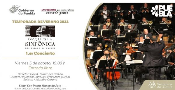 Presenta Cultura conciertos de verano de la Orquesta Sinfónica del Estado de Puebla