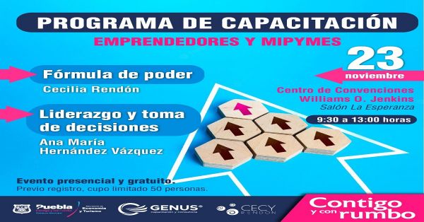 Habr&aacute; jornada de capacitaci&oacute;n para emprendedores y PYMES en Puebla