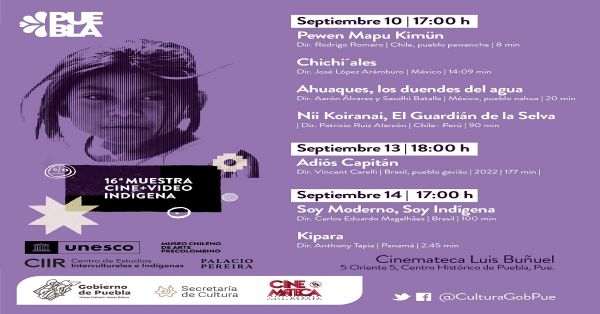 Participará Puebla con 13 proyecciones en la “16ª Muestra Cine+Video Indígena”