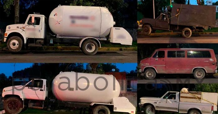 Asegura Polic&iacute;a Municipal de Puebla cinco veh&iacute;culos que trasladaban gas lp obtenido de forma il&iacute;cita