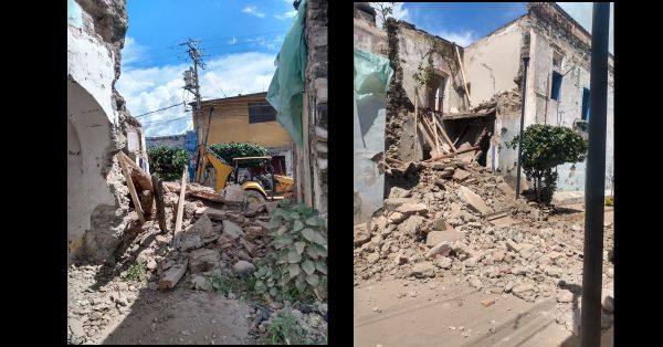 Sufrió derrumbe una casona en el centro de Izúcar