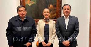 Recibe Sheinbaum a Barbosa y Cuitláhuac en la CDMX