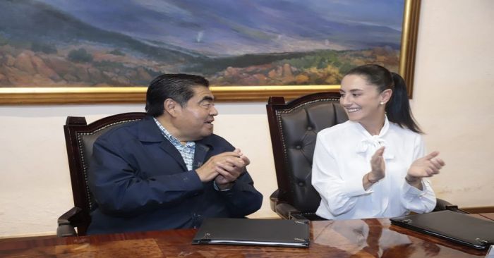 Signan convenio de colaboración en materia de seguridad Claudia Sheimbaum y Miguel Barbosa