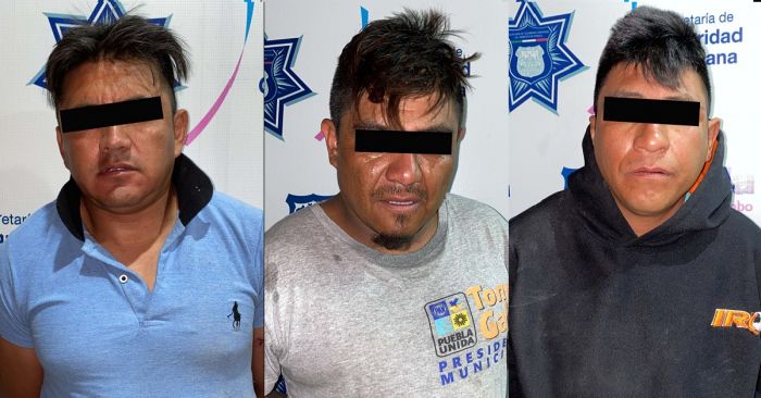 Detienen a tres presuntos asaltantes de tiendas Oxxo en Castillotla