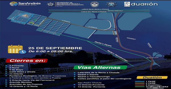 Cierres viales este domingo por Duatlón en Cholula