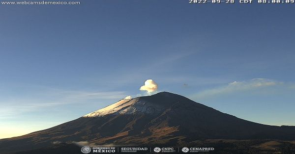 Registra fumarolas el Popocatépetl, semáforo continúa en amarillo fase 2