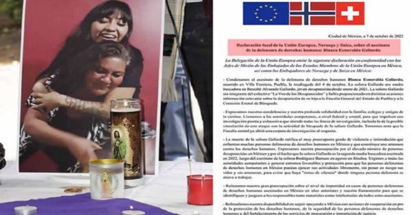Condena Uni&oacute;n Europea asesinato de Esmeralda Gallardo, pide justicia