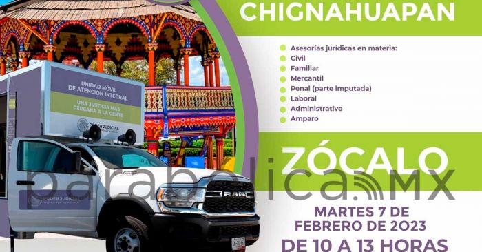Llevarán servicios gratuitos del poder judicial a Chignahuapan