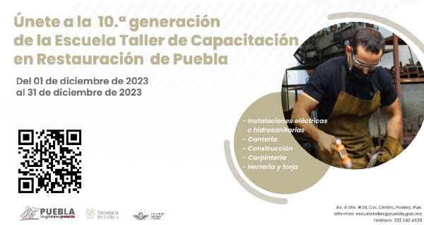 Invita gobierno estatal a inscribirse en la Escuela Taller de Capacitación en Restauración