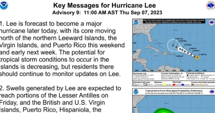 Sube huracán Lee a categoría 2