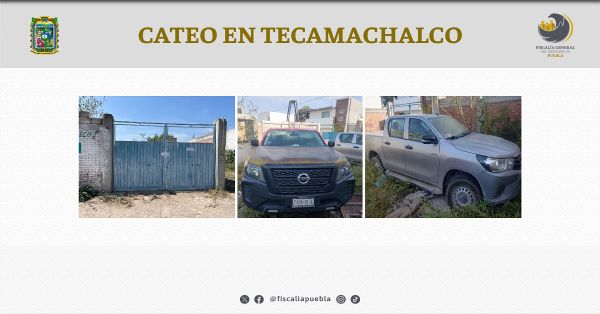 Realizan cateo en Tecamachalco y "aparecen" camionetas robadas con mercancía