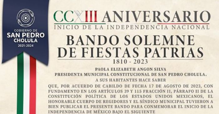 Colocan bando solemne en San Pedro Cholula