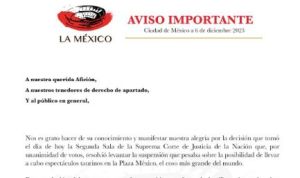 Autoriza SCJN reanudar corridas de toros en Plaza México
