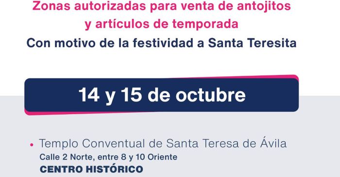 Permitirán venta de antojitos por celebración a Santa Teresita