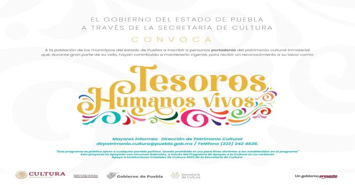 Lanza gobierno de Puebla convocatoria para reconocer a “Tesoros Humanos Vivos”