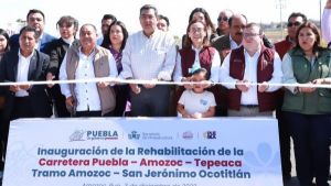 Inaugura Sergio Salomón rehabilitación de la carretera Puebla-Amozoc-Perote