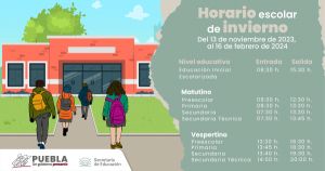 Iniciará horario de invierno en escuelas poblanas: SEP