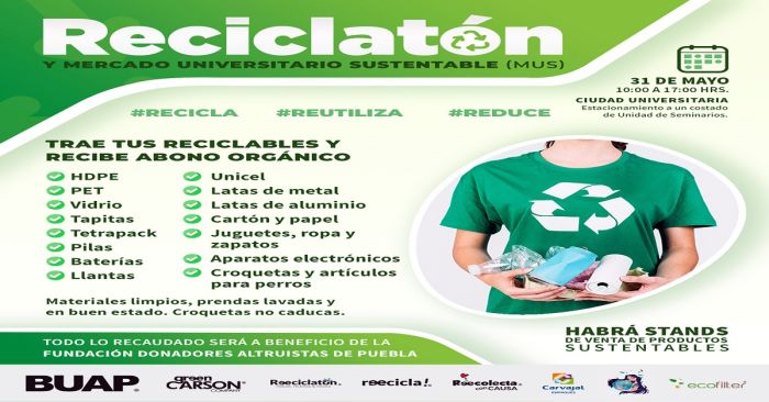 Realizar&aacute; BUAP realizar&aacute; el Reciclat&oacute;n 2023