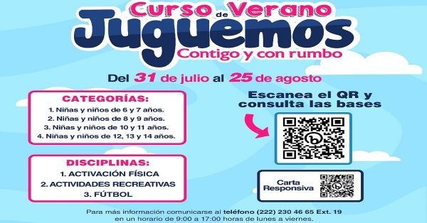 Anuncia Ayuntamiento de Puebla cursos de verano "Juguemos contigo y con rumbo 2023&rdquo;