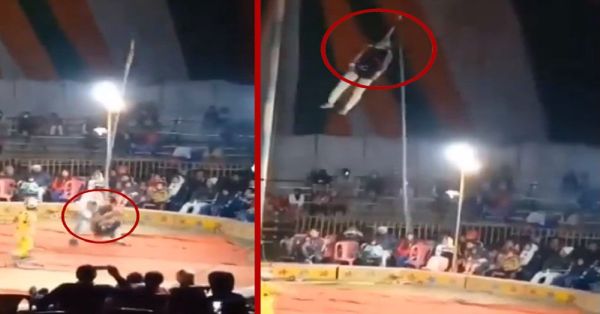 Acróbata se ahorca durante acto de circo, asistente graba el momento