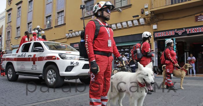 Participan voluntarios y lomitos en desfile de aniversario de la Cruz Roja