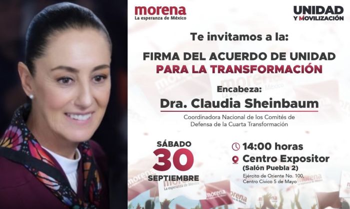 Va Sheinbaum por la unidad en Puebla