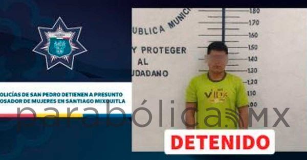 Detienen policías de San Pedro a presunto acosador de mujeres en Santiago Mixquitla