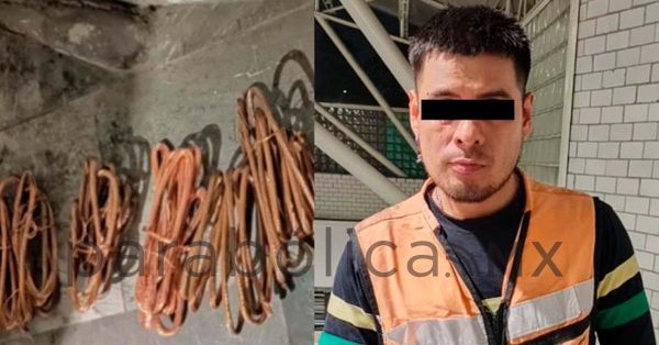 Detienen a sujeto con 10 kg de cable de cobre robado del Metro