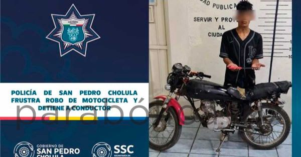Frustra Policía de San Pedro Cholula robo de motocicleta y detiene a conductor