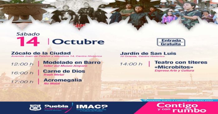 Anuncian diversas actividades culturales de fin de semana en Puebla capital