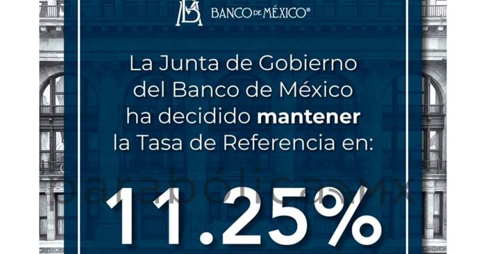 Mantiene Banxico tasa de interés de 11.25% tras dos años de aumento consecutivos