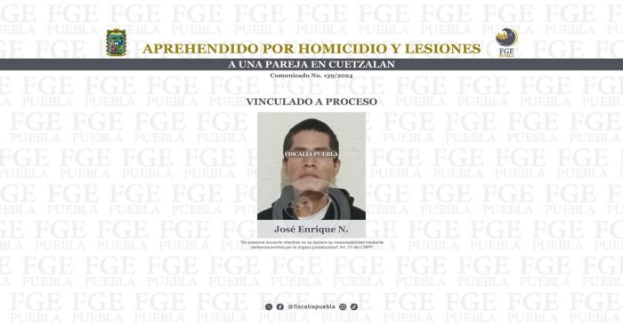 Investigan a José Enrique N. por los delitos de homicidio y lesiones calificadas