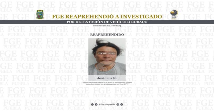 Detienen a José Luis N. por el delito de robo de autos