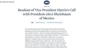 Agradece Sheinbaum felicitación de Kamala Harris