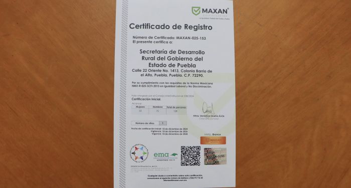 Obtiene Desarrollo Rural certificación en Igualdad Laboral y No Discriminación