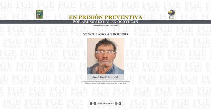 Vinculan a proceso a Jos&eacute; Emiliano N. presunto responsable del delito de abuso sexual