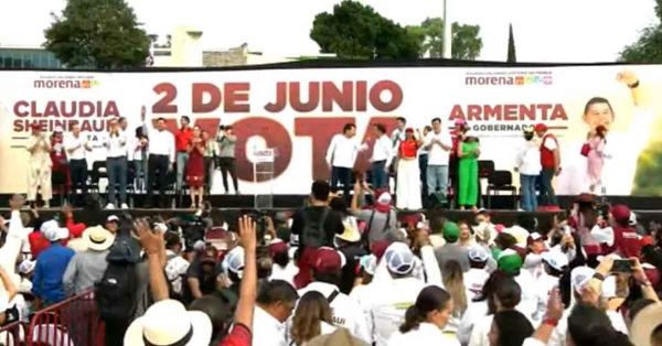 Cierra Sheinbaum campa&ntilde;a en Puebla a lado de Alejandro Armenta