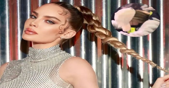 Captan a Belinda en el aeropuerto y evita responder preguntas sobre Nodal y Ángela Aguilar