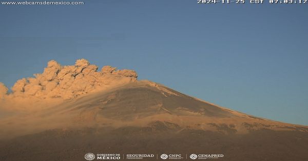 Actividad del Popocatépetl fue de 42 exhalaciones y 258 minutos de tremor
