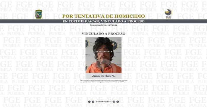 Vinculan a proceso a Juan Carlos N. por intento de homicidio