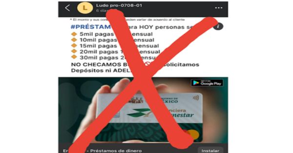 Ofrecen préstamos a nombre de Financiera Bienestar ¡cuidado!