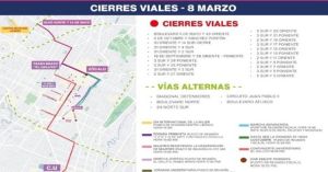 Conoce los cierres viales en Puebla capital por marchas del 8M