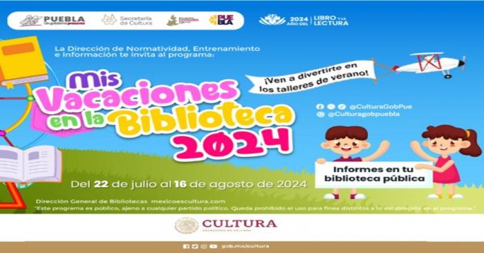 Ofrecen bibliotecas públicas en Puebla actividades de verano para niños
