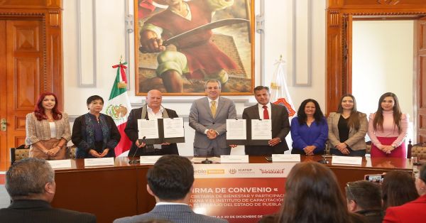Firman convenio Puebla e ICATEP para capacitar a comunidades poblanas